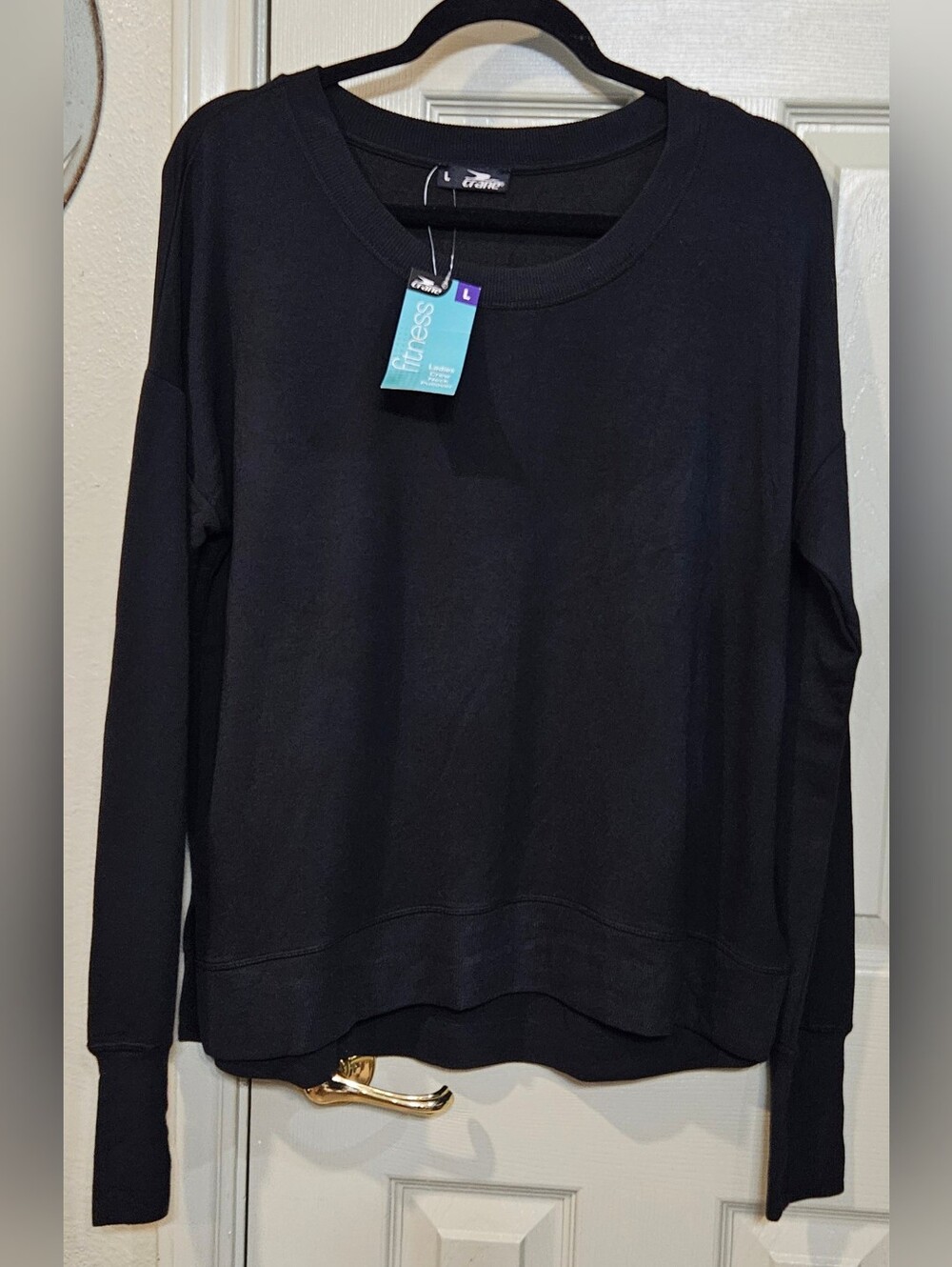 Women's Black Crewneck Pullover Athleisure Wear